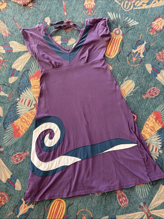 Synergy Organic Clothing Dresses & Skirts - Vintage Synergy Organic appliqué cotton dress ocean 🌊 waves L runs small